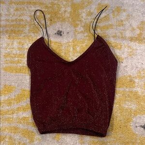 Free People Glittery Burgundy Camisole